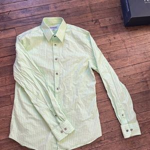 EXPRESS fitted stretch cotton button down dress shirt mint green